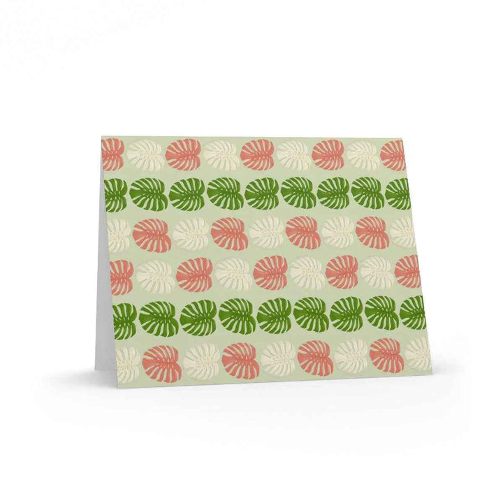 Monstera Deliciosa Greeting Card – Botanical Note Cards With Natural Leaf Pattern