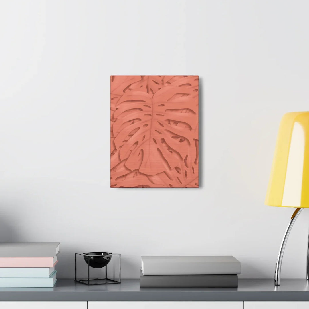 Coral Monstera Canvas - Botanical Canvas Art Print With Matte Finish & Durable Cotton