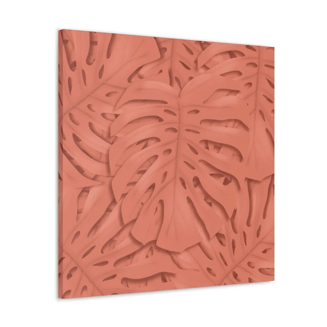 Coral Monstera Canvas - Botanical Canvas Art Print With Matte Finish & Durable Cotton