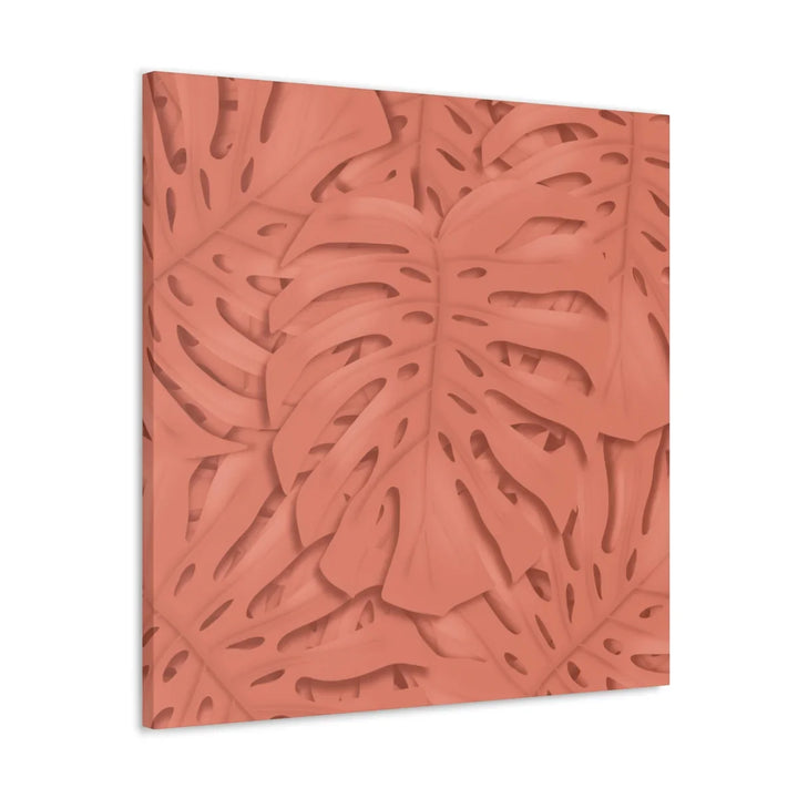 Coral Monstera Canvas - Botanical Canvas Art Print With Matte Finish & Durable Cotton