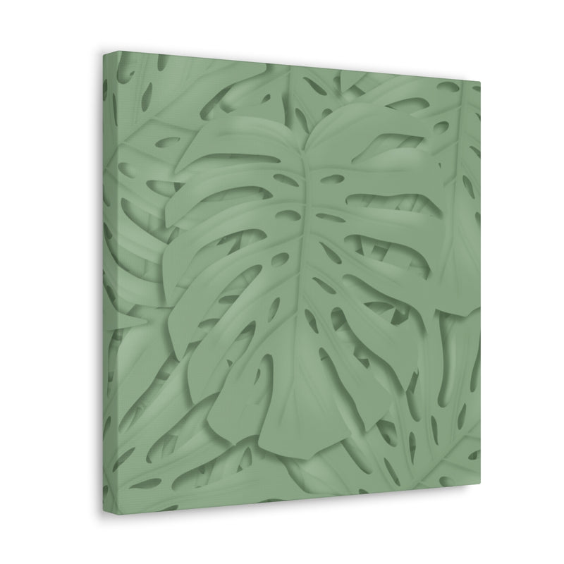 Deep Sage Monstera Canvas