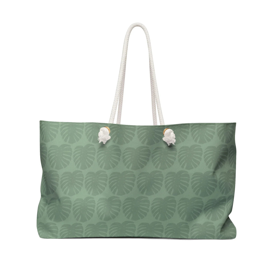 Weekender Tote Bag - Oversized Monstera Leaf Pattern With Durable Rope Handles