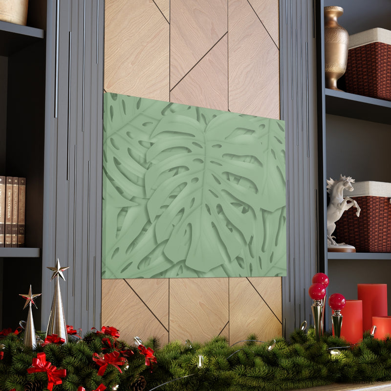 Deep Sage Monstera Canvas