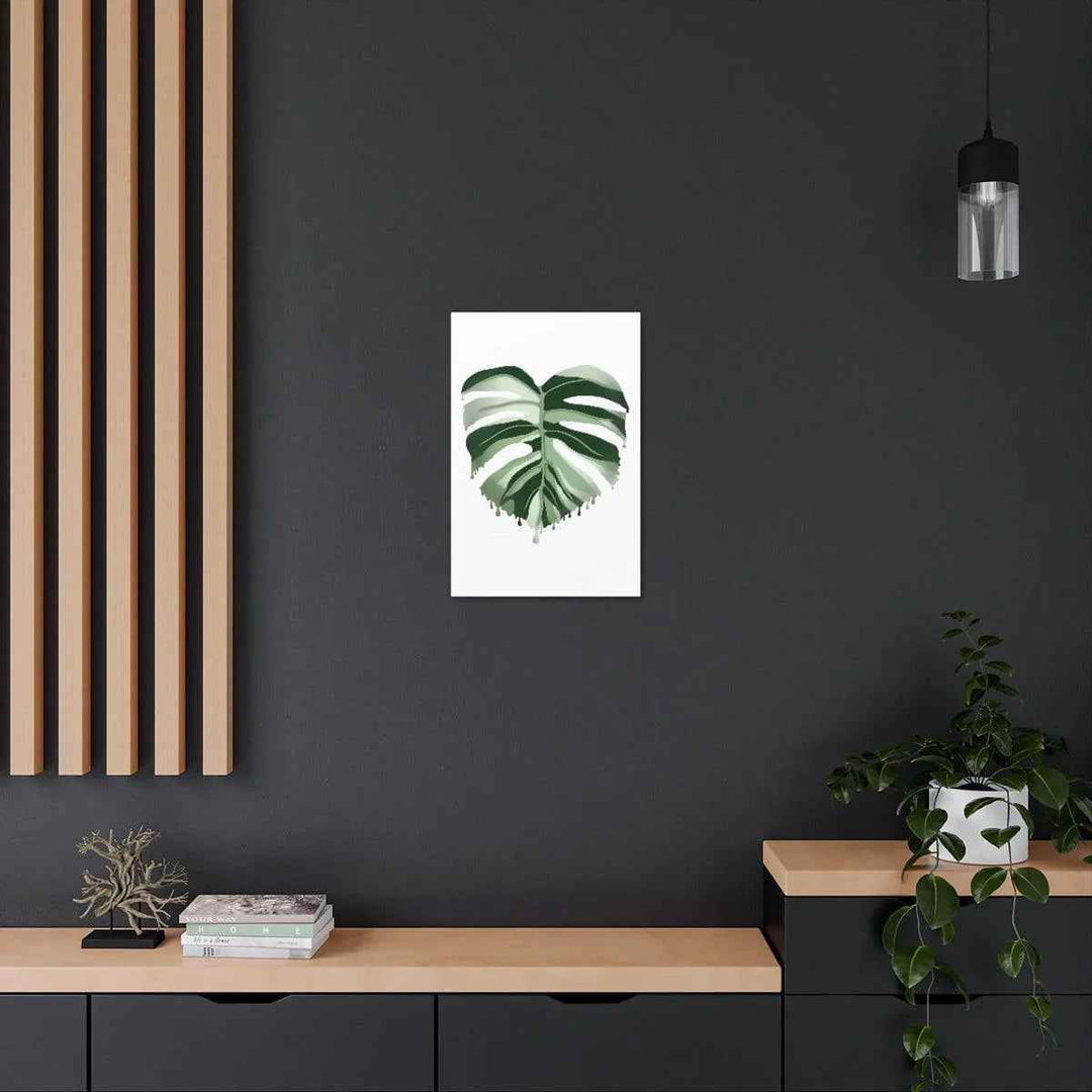Melting Monstera Albo Canvas | Large Botanical Canvas Art Print With Matte Finish
