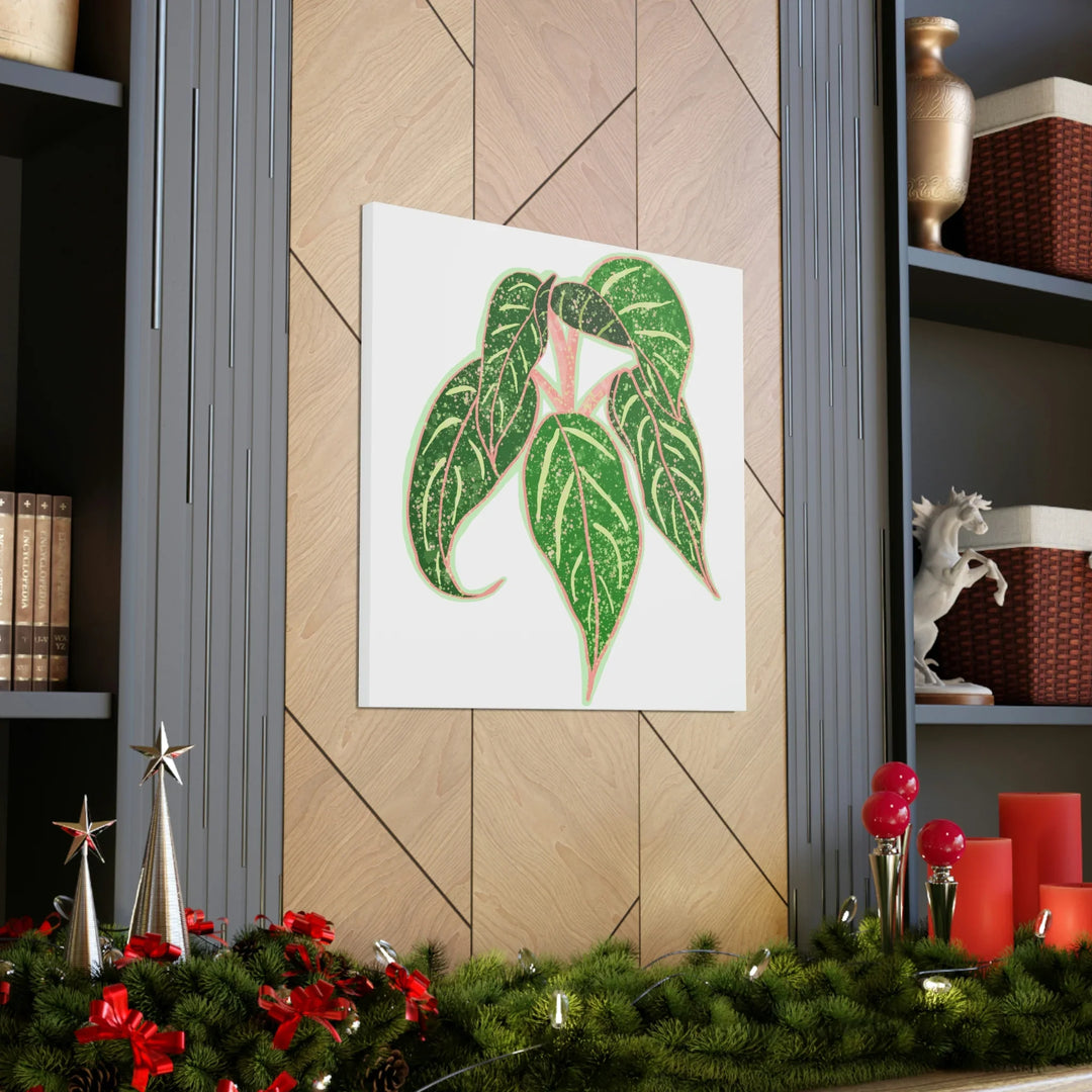 Aglaonema Plant Canvas | Sparkling Plant Artwork - Colorfast Canvas Art Print Decor