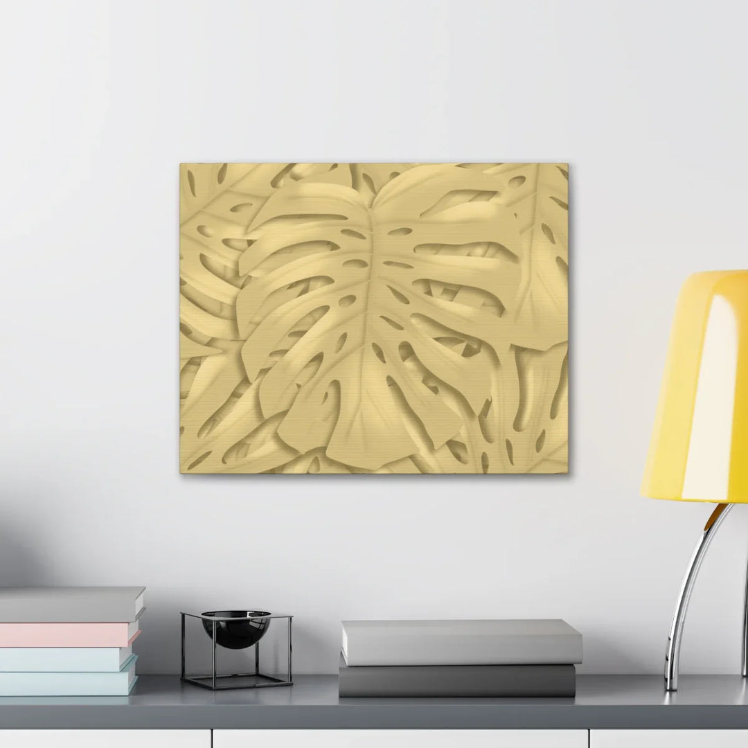 Golden Monstera Canvas - Indoor Wall Art | Durable Matte Finish Canvas Art Print