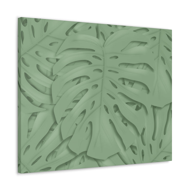 Deep Sage Monstera Canvas