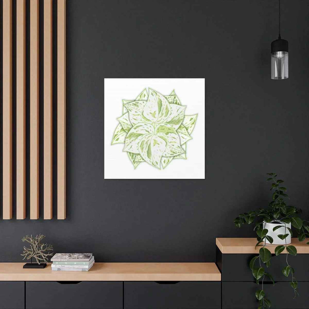 Snow Queen Pothos Canvas – Variegated Leaf Canvas Art Print | Durable Cotton