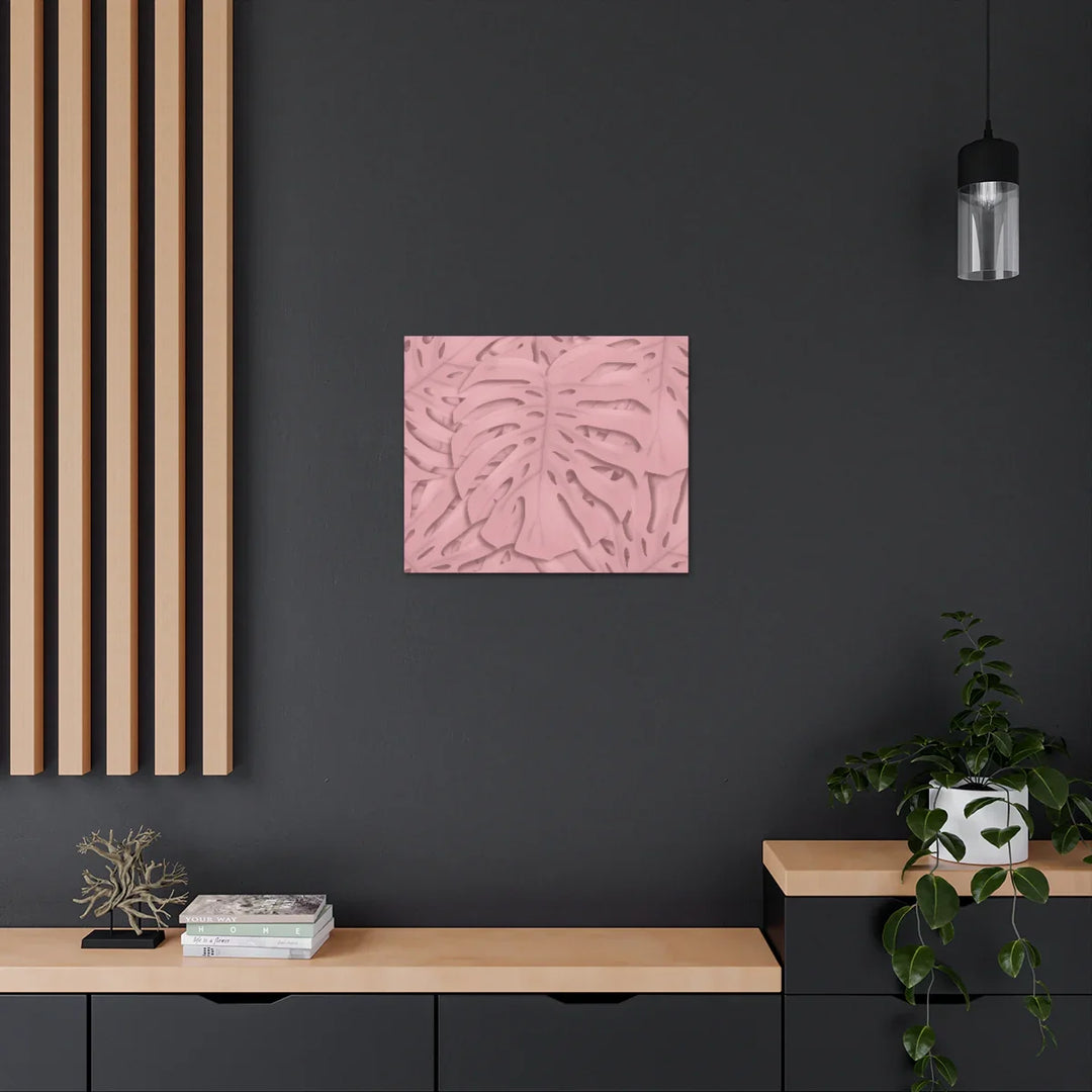Monstera Canvas Art | Pink Wall Art - Botanical Wall Decor on Stretched Cotton Canvas Print