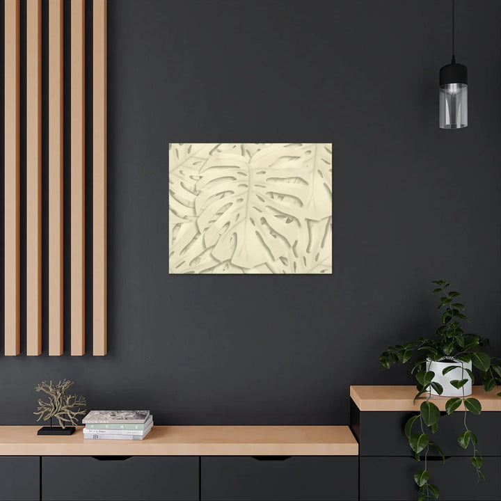 Monstera Canvas Print – Durable Cotton Stretched Canvas Art Print | Beige Botanical Wall Decor