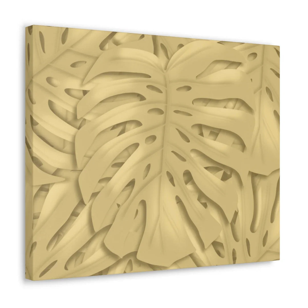 Golden Monstera Canvas - Indoor Wall Art | Durable Matte Finish Canvas Art Print
