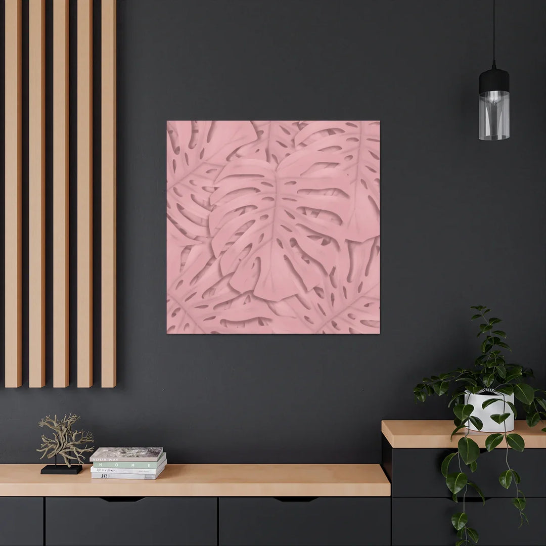 Monstera Canvas Art | Pink Wall Art - Botanical Wall Decor on Stretched Cotton Canvas Print