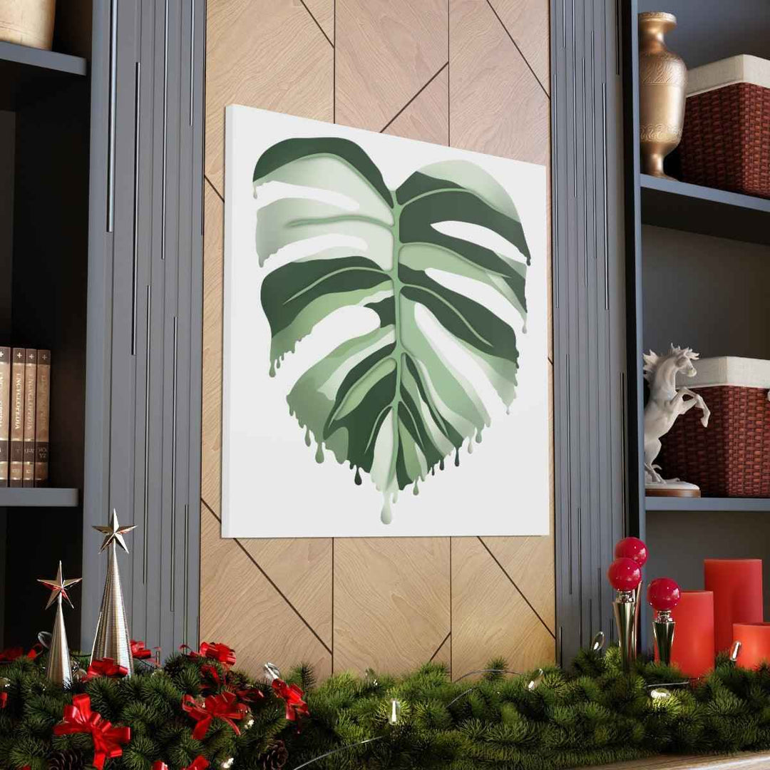 Melting Monstera Albo Canvas | Large Botanical Canvas Art Print With Matte Finish