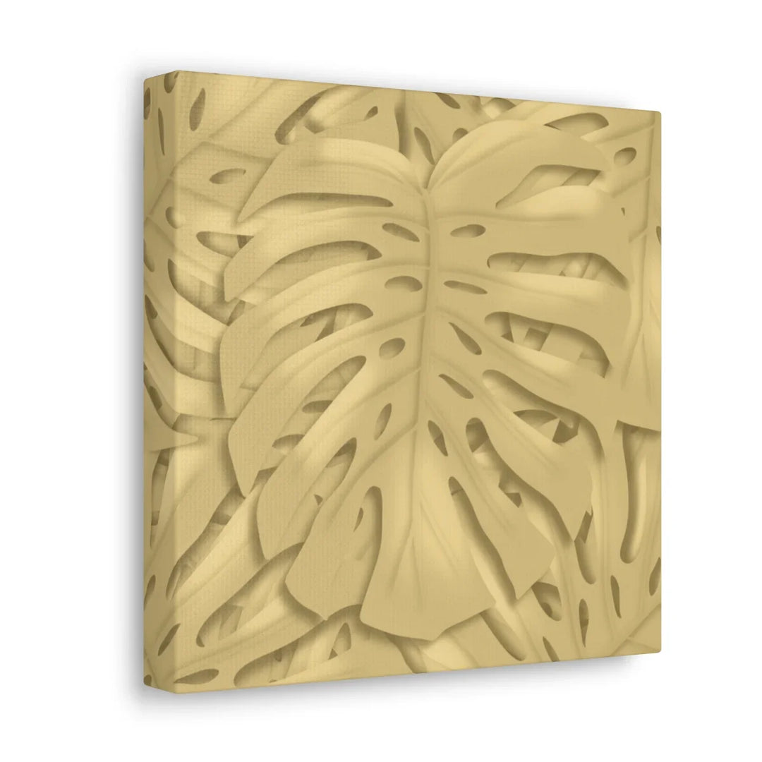 Golden Monstera Canvas - Indoor Wall Art | Durable Matte Finish Canvas Art Print