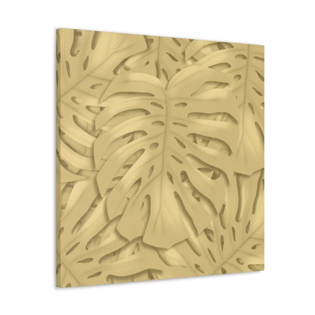 Golden Monstera Canvas - Indoor Wall Art | Durable Matte Finish Canvas Art Print