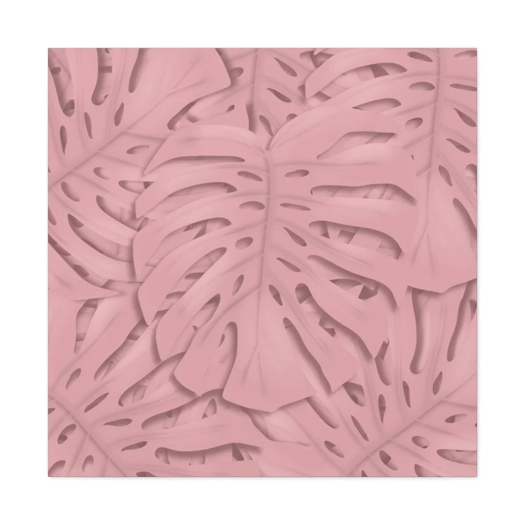 Monstera Canvas Art | Pink Wall Art - Botanical Wall Decor on Stretched Cotton Canvas Print