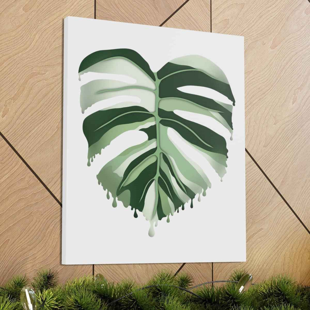 Melting Monstera Albo Canvas | Large Botanical Canvas Art Print With Matte Finish