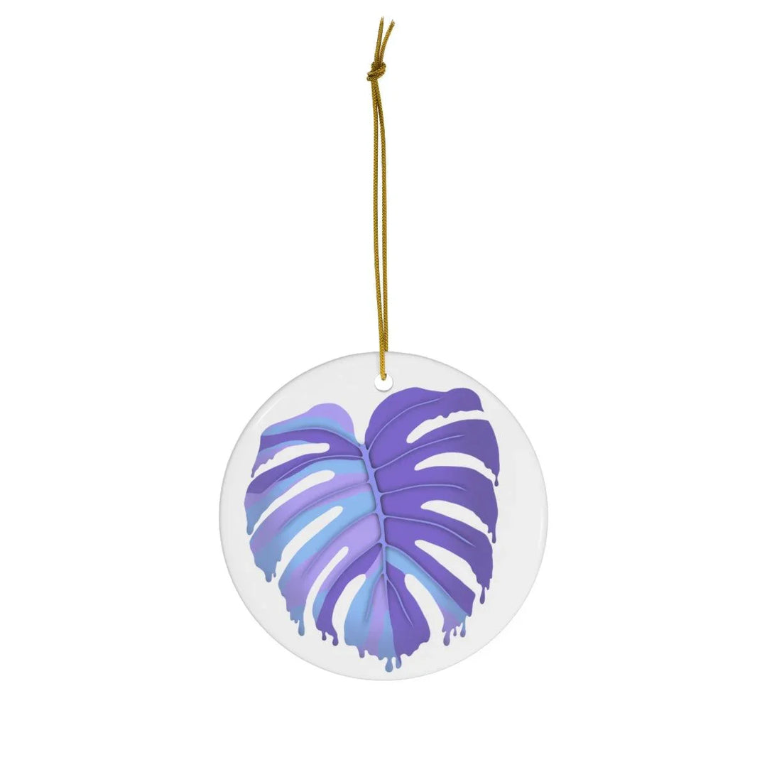 Melting Monstera Purple Ceramic Ornament, Home Decor, Laura Christine Photography & Design, Ceramic, Christmas, Glossy, Holiday Picks, Home & Living, ornament, Ornaments, Seasonal Decorations, Laura Christine Photography & Design, laurachristinedesign.com