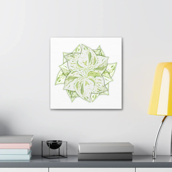 Snow Queen Pothos Canvas – Variegated Leaf Canvas Art Print | Durable Cotton - Laura Christine Photography & Design