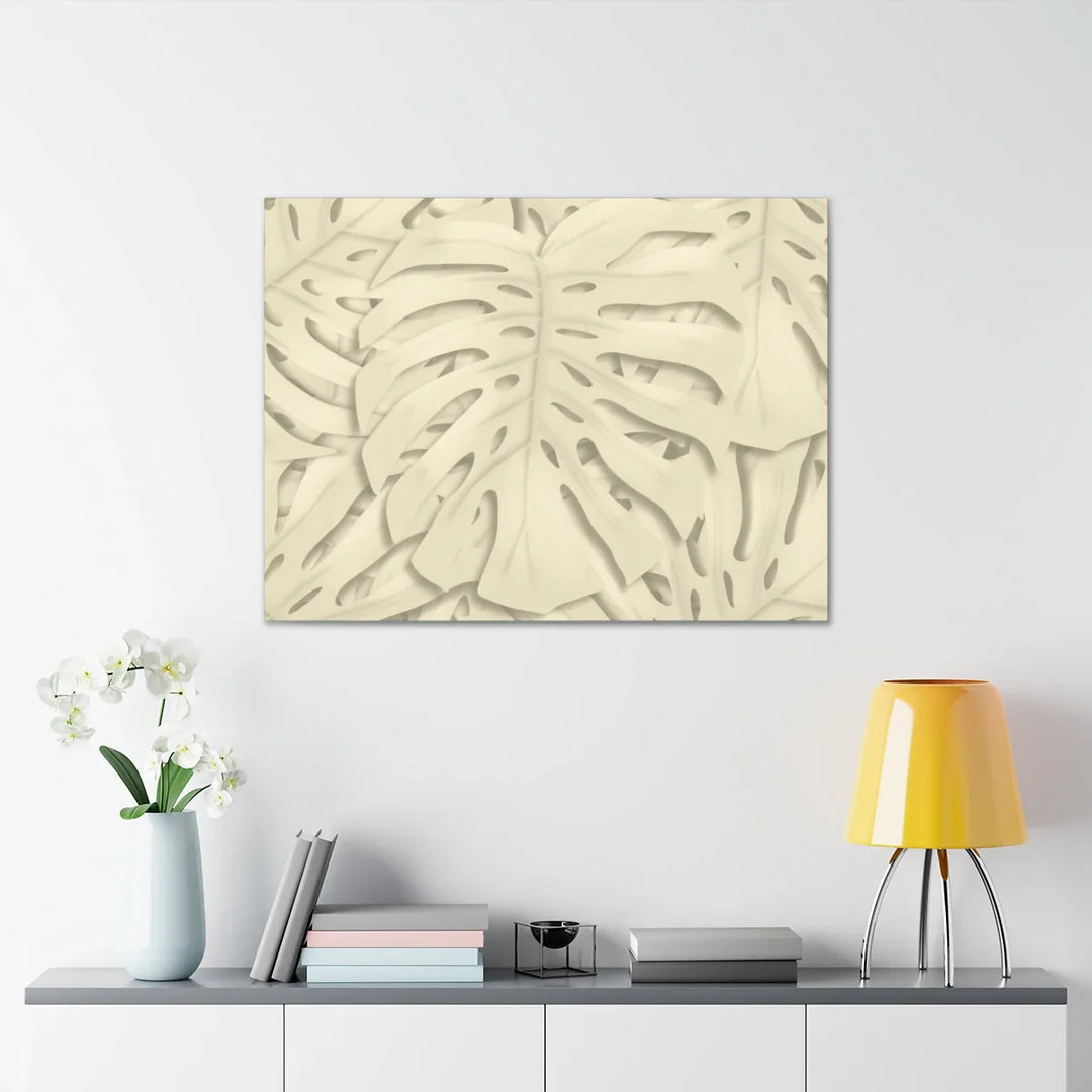 Monstera Canvas Print – Durable Cotton Stretched Canvas Art Print | Beige Botanical Wall Decor