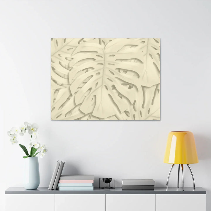 Monstera Canvas Print – Durable Cotton Stretched Canvas Art Print | Beige Botanical Wall Decor