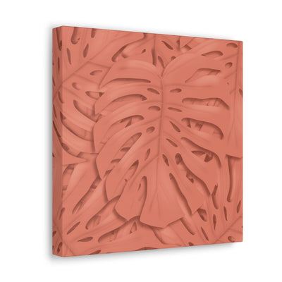 Coral Monstera Canvas