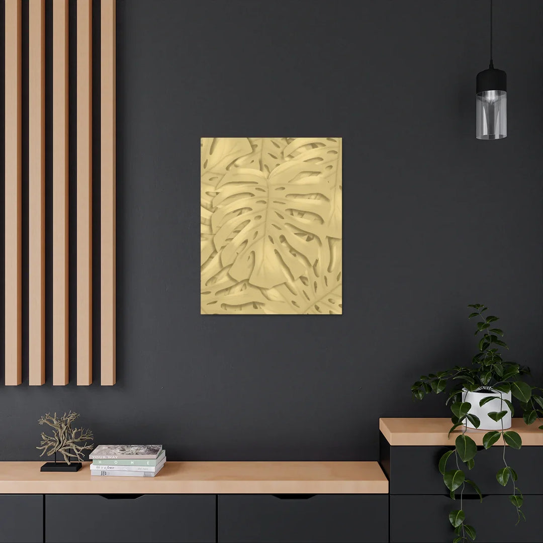 Golden Monstera Canvas - Indoor Wall Art | Durable Matte Finish Canvas Art Print