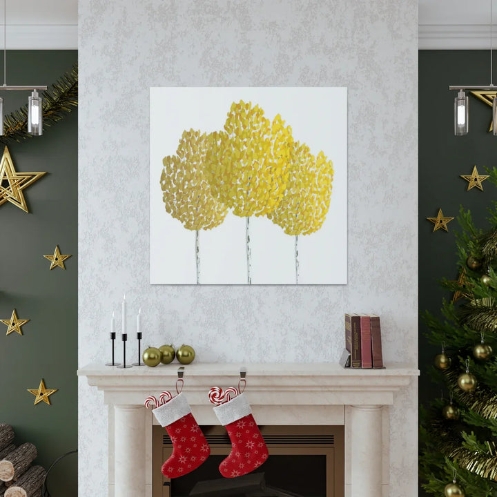 Fall Aspen Canvas - Stretched Cotton Canvas Art Print With Yellow Fall Foliage