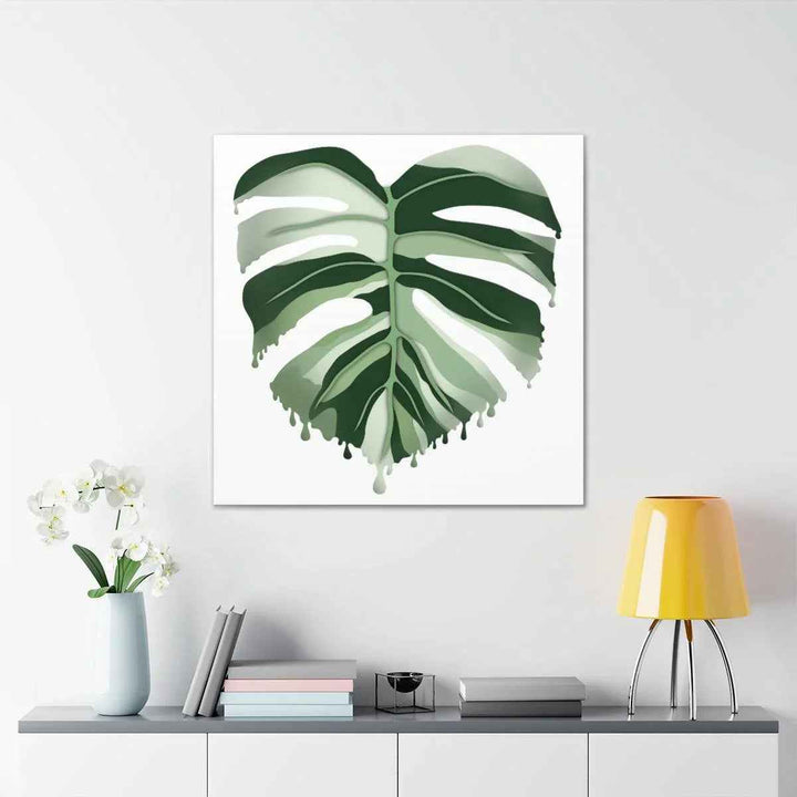 Melting Monstera Albo Canvas | Large Botanical Canvas Art Print With Matte Finish