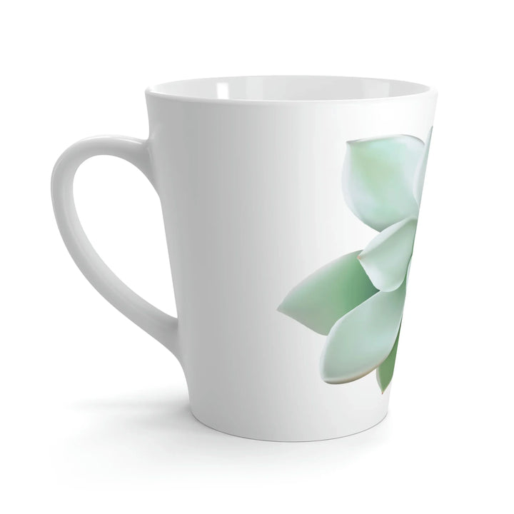 Succulent Mug - White Ceramic Coffee Cup With Pastel Succulent Design & Easy Grip Handle