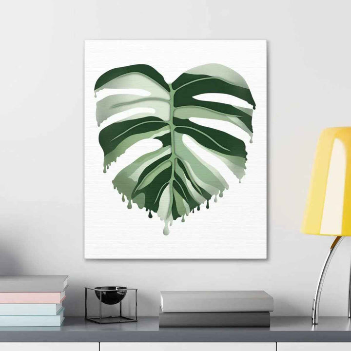 Melting Monstera Albo Canvas | Large Botanical Canvas Art Print With Matte Finish
