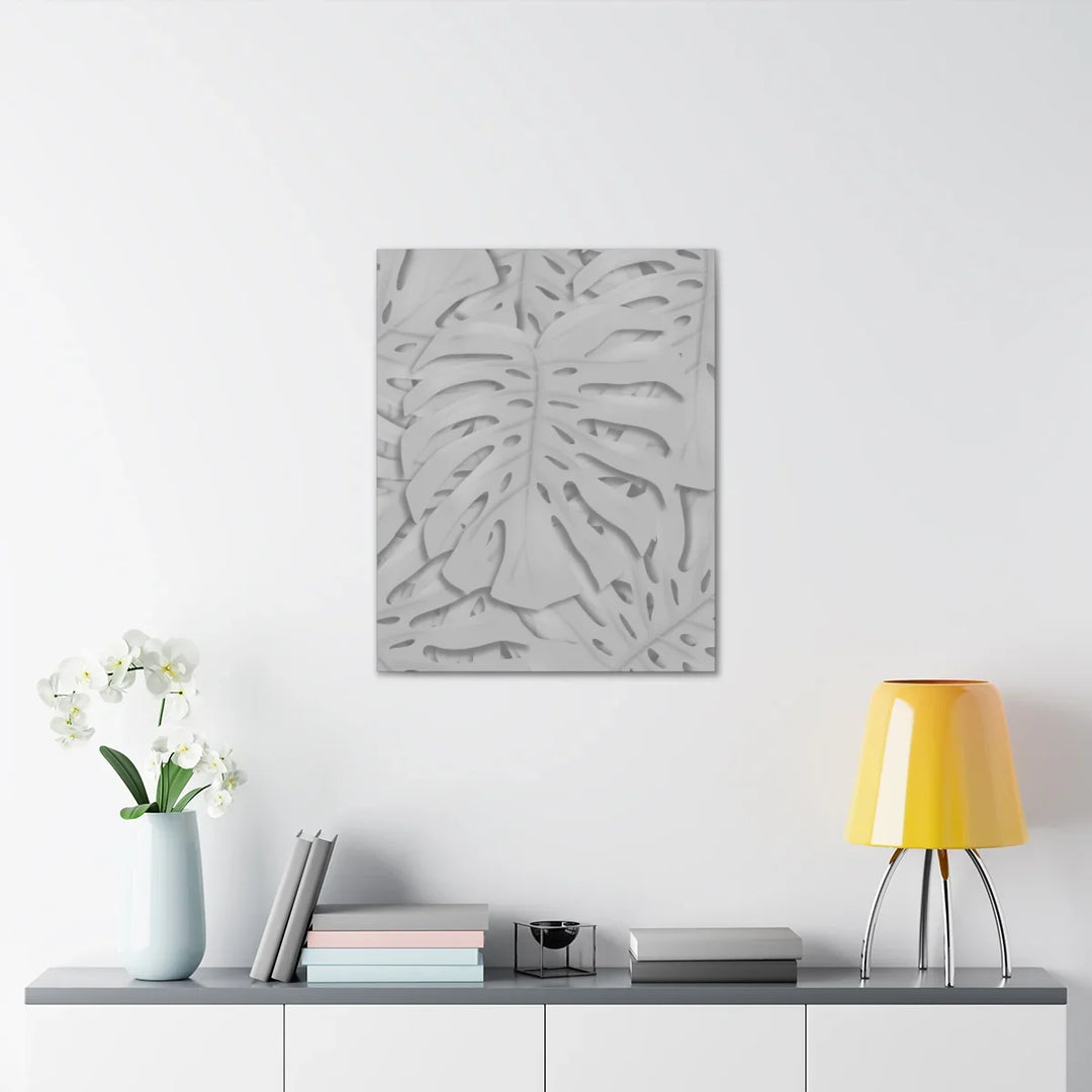 Monstera Canvas Art | Gray Canvas Print - Stretched Cotton Art Print for Indoor Wall Decor