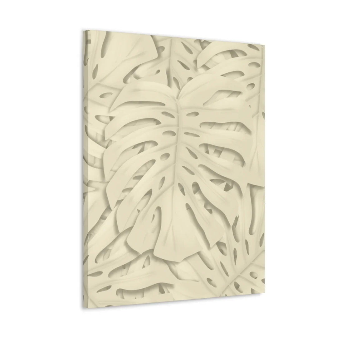 Monstera Canvas Print – Durable Cotton Stretched Canvas Art Print | Beige Botanical Wall Decor