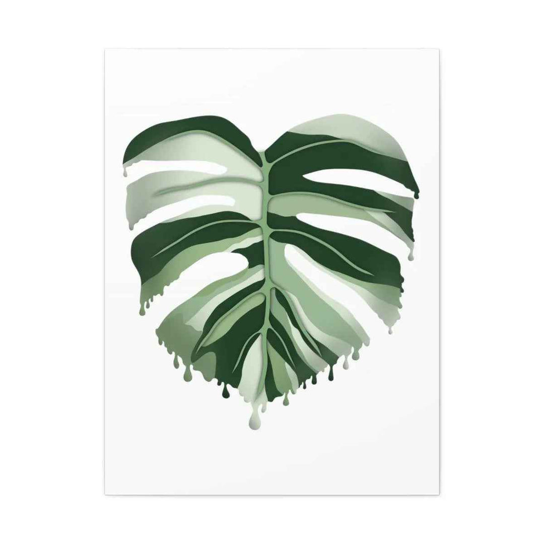 Melting Monstera Albo Canvas | Large Botanical Canvas Art Print With Matte Finish