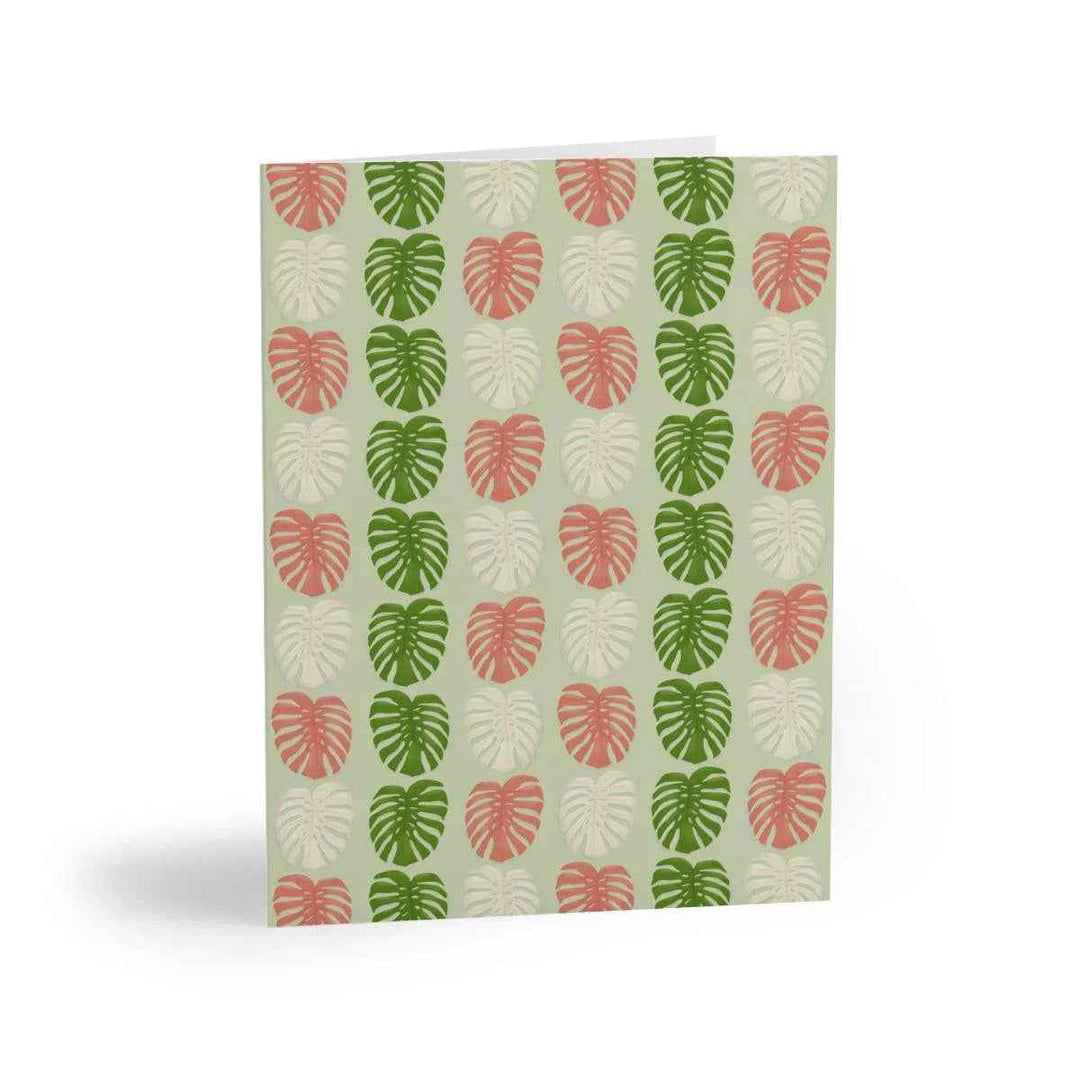 Monstera Deliciosa Greeting Card – Botanical Note Cards With Natural Leaf Pattern