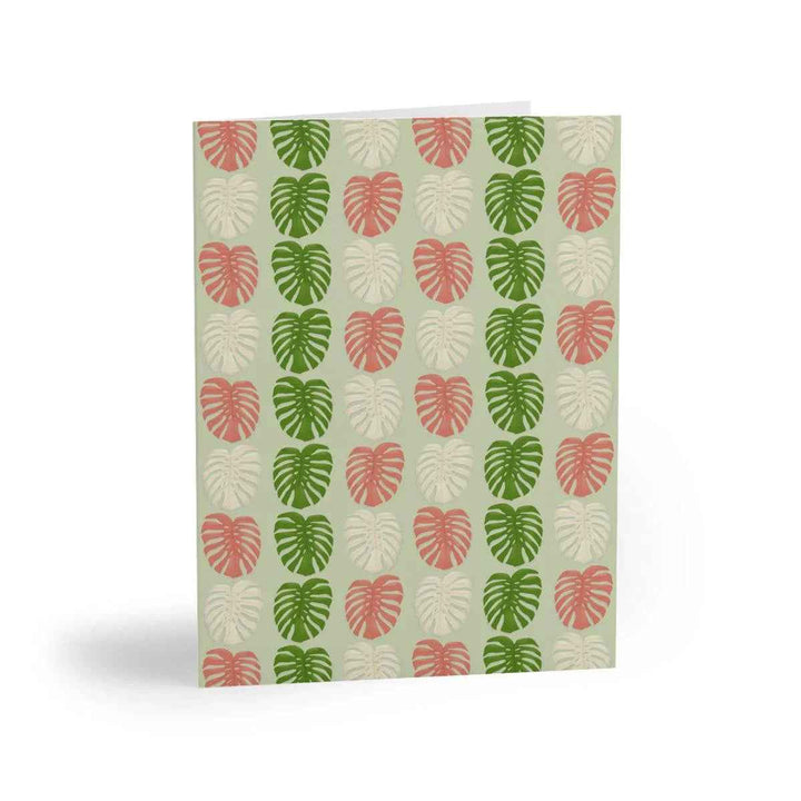 Monstera Deliciosa Greeting Card – Botanical Note Cards With Natural Leaf Pattern