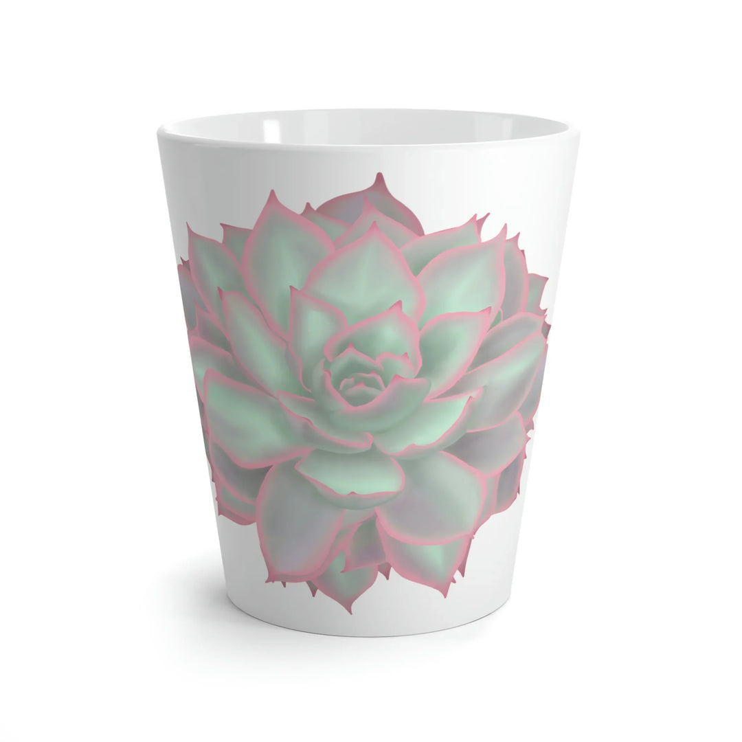Succulent Mug - Ceramic Coffee Mug With Violet Rosette Succulent Design
