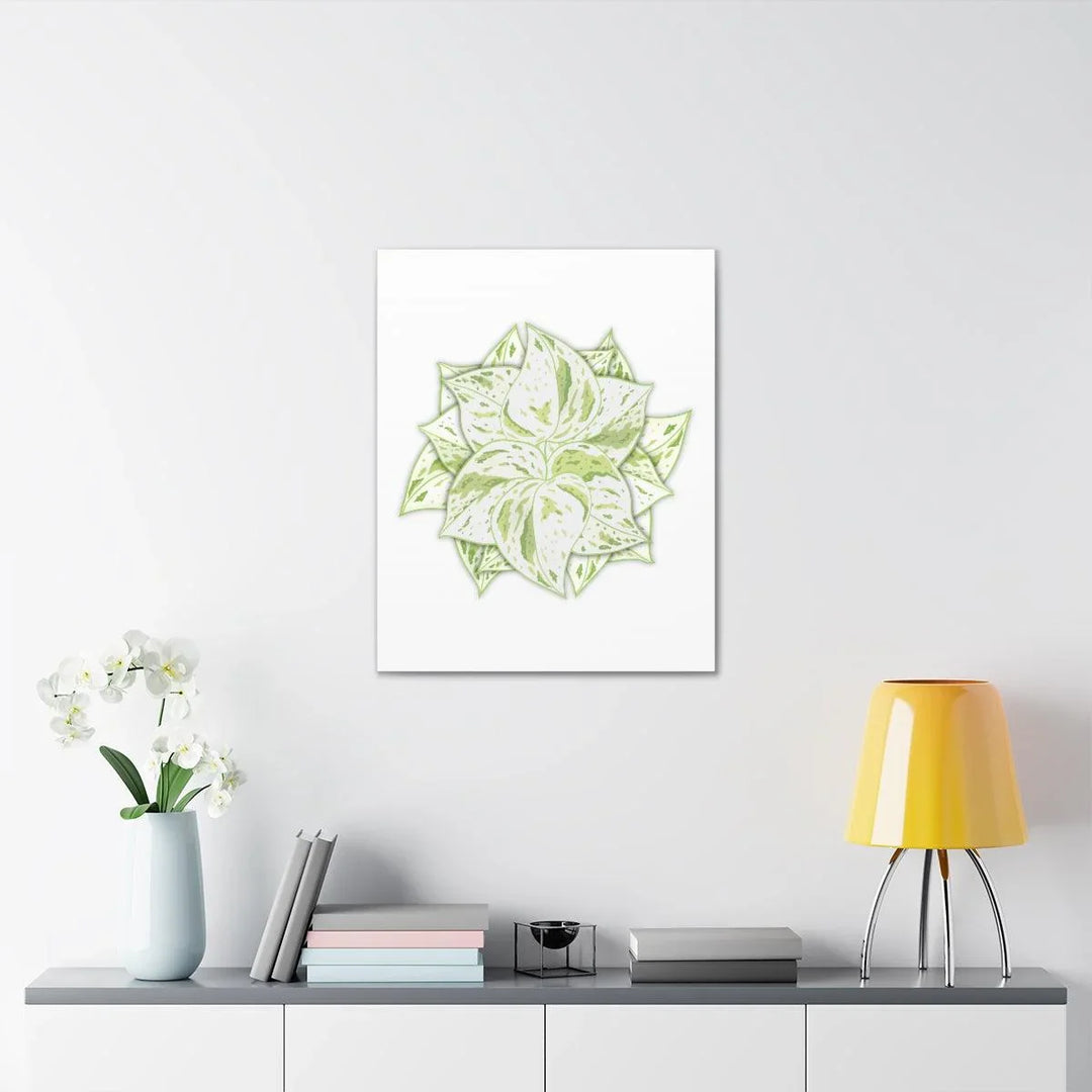 Snow Queen Pothos Canvas – Variegated Leaf Canvas Art Print | Durable Cotton - Laura Christine Photography & Design