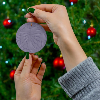 Violet Monstera Pattern Ceramic Ornament, Home Decor, Laura Christine Photography & Design, Ceramic, Christmas, Glossy, Holiday Picks, Home & Living, ornament, Ornaments, Seasonal Decorations, Laura Christine Photography & Design, laurachristinedesign.com