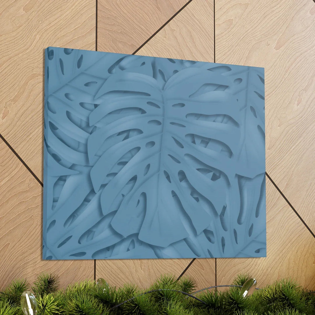 Monstera Canvas Art | Blue Monstera Print on Durable Matte Finish Canvas Art Print