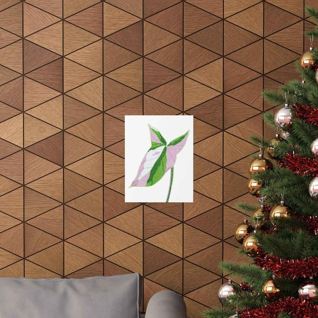 Syngonium Tricolor Print – Botanical Wall Art | Variegated Leaf Poster Unframed