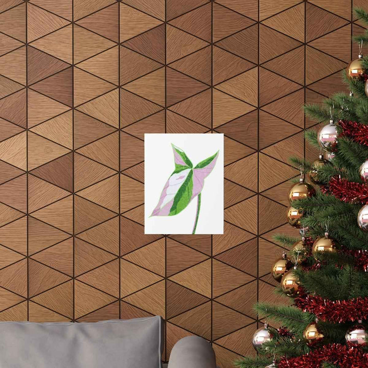 Syngonium Tricolor Print – Botanical Wall Art | Variegated Leaf Poster Unframed