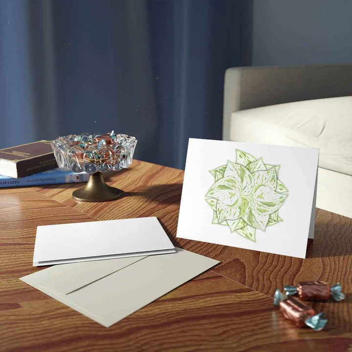 Snow Queen Greeting Card – Pothos Variegated Plant Design on Robust Cardstock