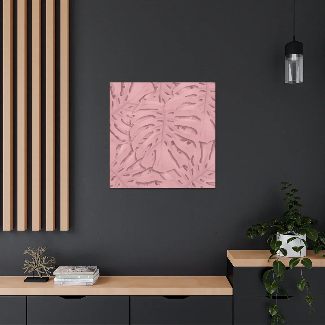 Monstera Canvas Art | Pink Wall Art - Botanical Wall Decor on Stretched Cotton Canvas Print