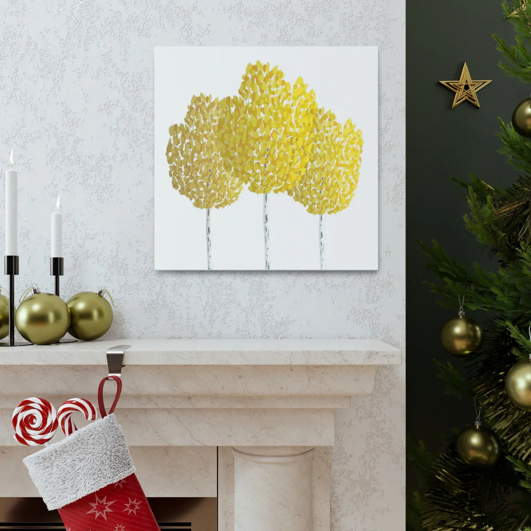 Fall Aspen Canvas - Stretched Cotton Canvas Art Print With Yellow Fall Foliage