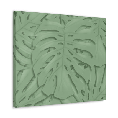 Deep Sage Monstera Canvas