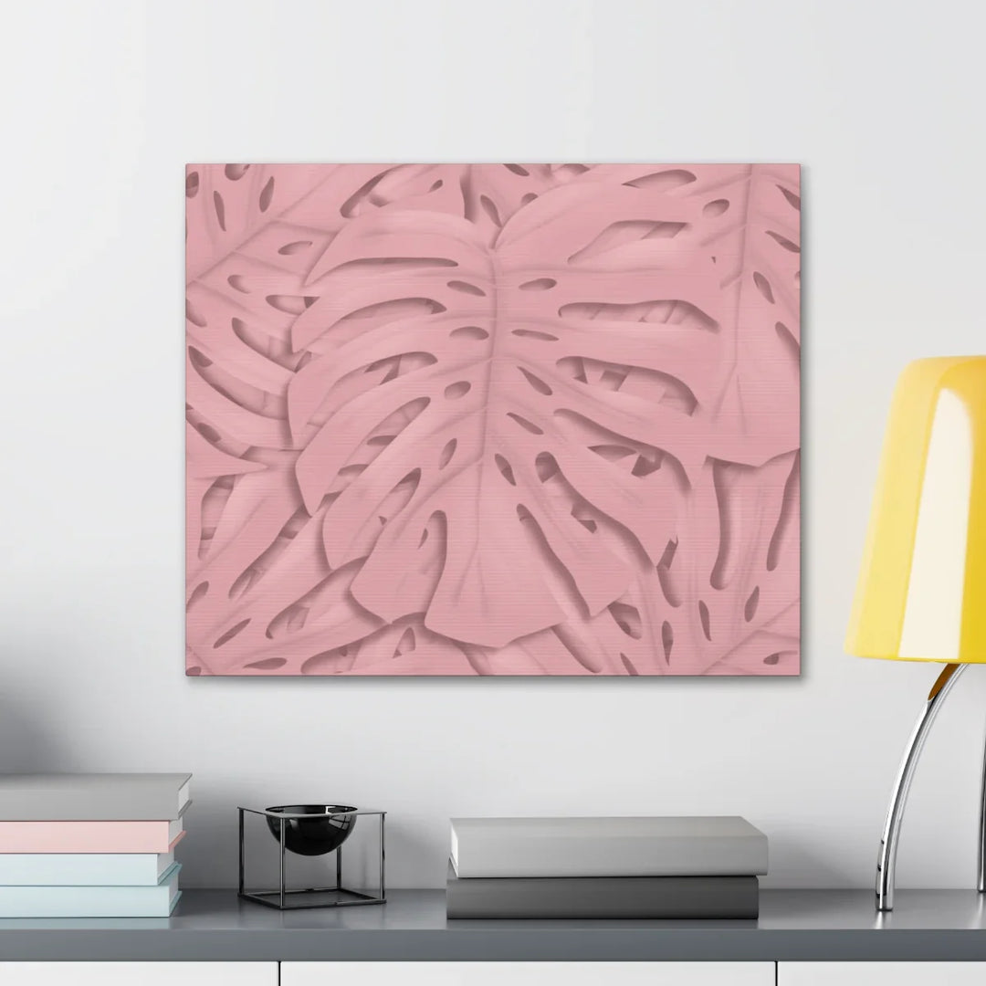 Monstera Canvas Art | Pink Wall Art - Botanical Wall Decor on Stretched Cotton Canvas Print