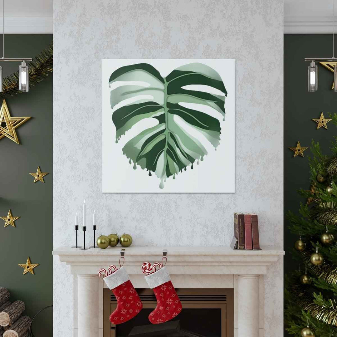 Melting Monstera Albo Canvas | Large Botanical Canvas Art Print With Matte Finish