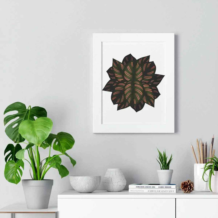 Calathea Pinstripe Print - Framed Botanical Art With Matte Finish & Acrylic Cover