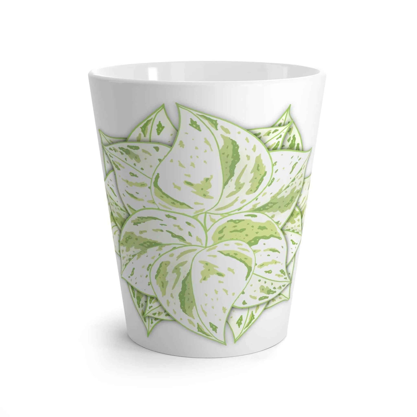Snow Queen Pothos Mug - Durable Ceramic Cup with Variegated Foliage Design